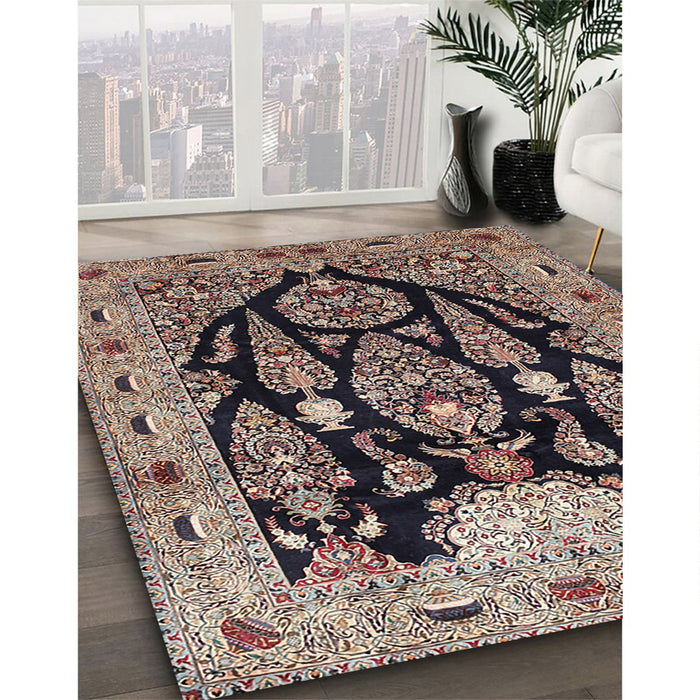 Traditional Light French Beige Brown Persian Rug in Family Room, tr36