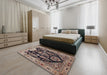 Traditional Light French Beige Brown Persian Rug in a Bedroom, tr36