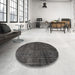 Round Traditional Cloudy Gray Persian Rug in a Office, tr3701