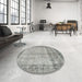 Round Traditional Camouflage Green Persian Rug in a Office, tr3702