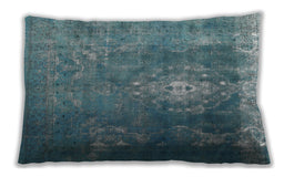 Traditional Classic Rectangular Greenish Blue Green Lumbar Throw Pillow, 13 inch by 19 inch, lbtr3703