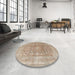 Round Machine Washable Traditional Dark Almond Brown Rug in a Office, wshtr3704