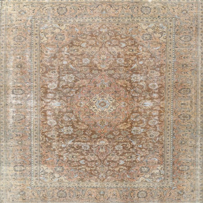 Square Traditional Dark Almond Brown Persian Rug, tr3704