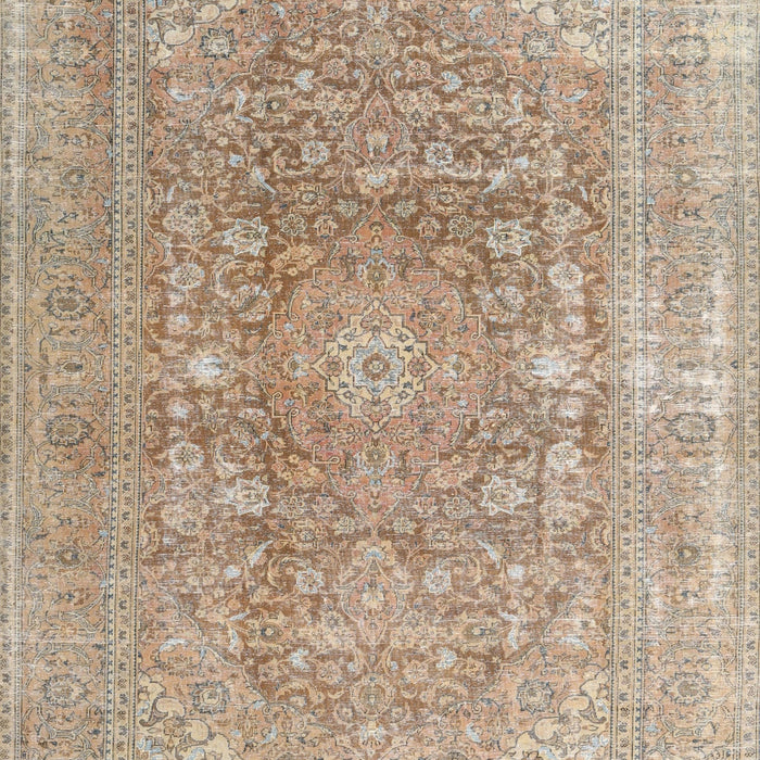 Machine Washable Traditional Dark Almond Brown Rug, wshtr3704