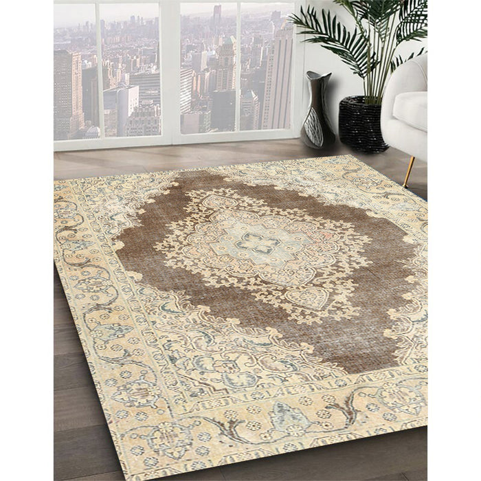 Traditional Golden Blonde Gold Persian Rug in Family Room, tr3707