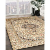 Traditional Khaki Gold Medallion Rug, tr370