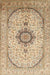 Traditional Khaki Gold Medallion Rug, tr370