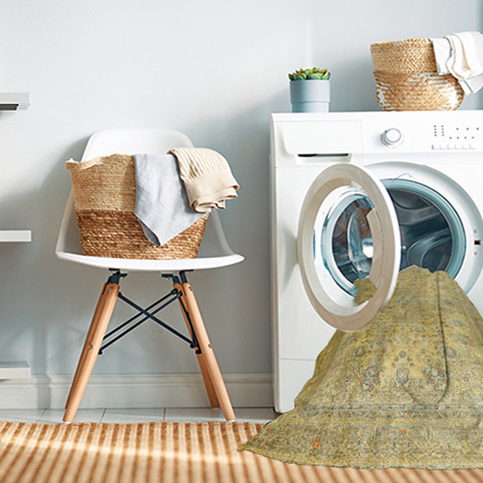 Machine Washable Traditional Caramel Brown Rug in a Washing Machine, wshtr3710