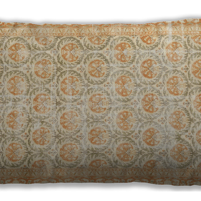Traditional Classic Rectangular Brown Gold Lumbar Throw Pillow, 13 inch by 19 inch, lbtr3714
