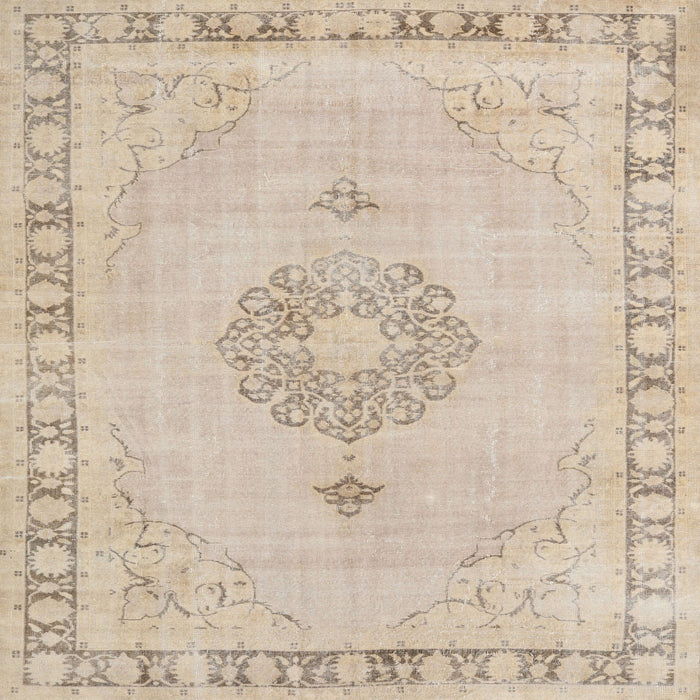 Square Traditional Light French Beige Brown Persian Rug, tr3716