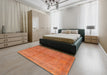 Traditional Orange Red Persian Rug in a Bedroom, tr3718