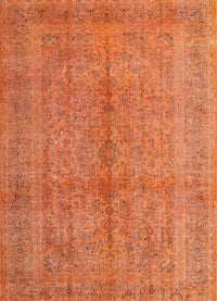 Machine Washable Traditional Orange Red Rug, wshtr3718