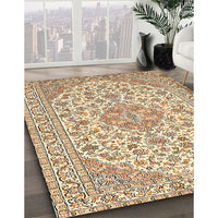 Traditional Brown Gold Medallion Rug, tr371