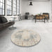 Round Machine Washable Traditional Gold Rug in a Office, wshtr3720