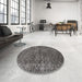 Round Machine Washable Traditional Gray Brown Rug in a Office, wshtr3724