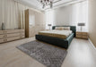 Traditional Gray Brown Persian Rug in a Bedroom, tr3724