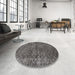 Round Traditional Gray Brown Persian Rug in a Office, tr3724