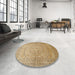 Round Machine Washable Traditional Light Brown Rug in a Office, wshtr372