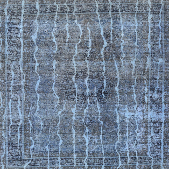 Square Traditional Purple Navy Blue Persian Rug, tr3732