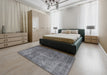 Traditional Silver Gray Persian Rug in a Bedroom, tr3733