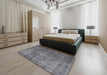 Machine Washable Traditional Silver Gray Rug in a Bedroom, wshtr3733