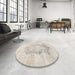 Round Machine Washable Traditional Gold Rug in a Office, wshtr3734