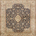 Square Traditional Reddish Brown Medallion Rug, tr373