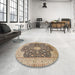 Round Machine Washable Traditional Sepia Brown Rug in a Office, wshtr373