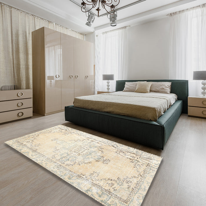 Traditional Beige Persian Rug in a Bedroom, tr3740