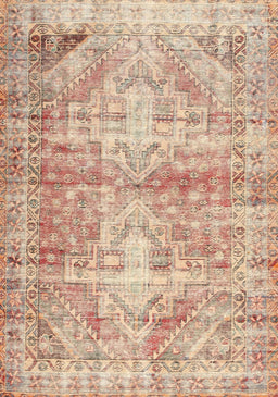 Machine Washable Traditional Rust Pink Rug, wshtr3742