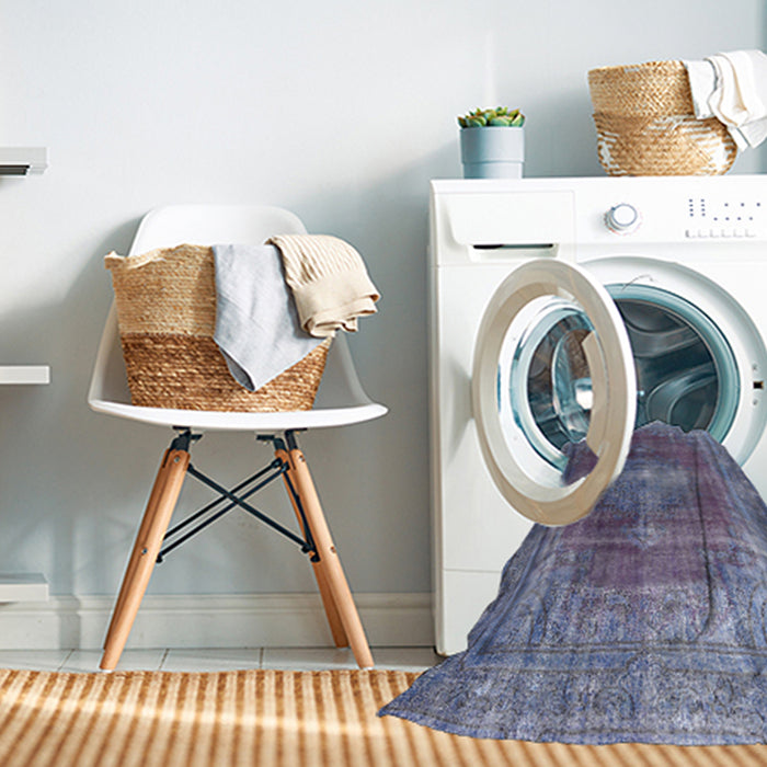 Machine Washable Traditional Deep Periwinkle Purple Rug in a Washing Machine, wshtr3743