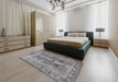 Traditional Dark Gray Persian Rug in a Bedroom, tr3748