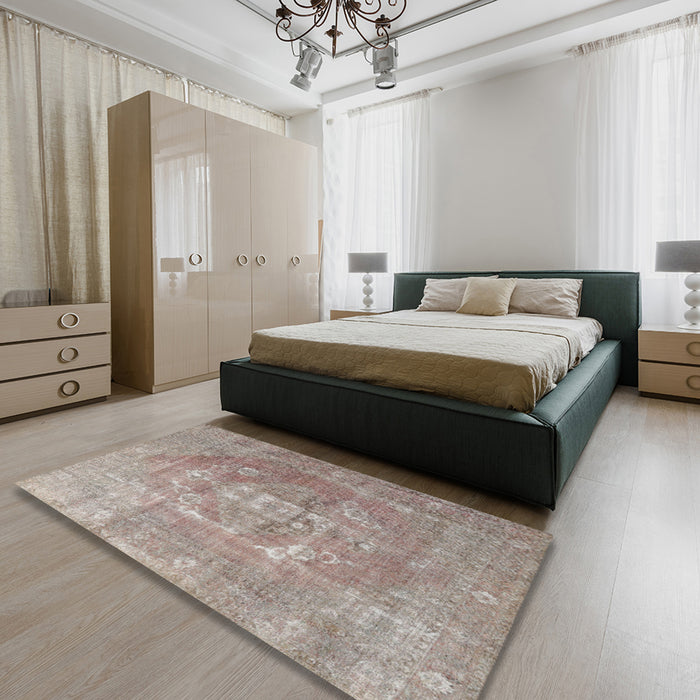 Traditional Sage Green Persian Rug in a Bedroom, tr3749