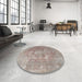 Round Traditional Sage Green Persian Rug in a Office, tr3749