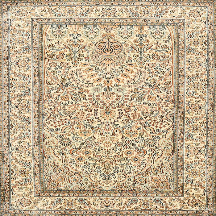 Square Traditional Khaki Gold Persian Rug, tr374