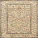 Square Traditional Khaki Gold Persian Rug, tr374