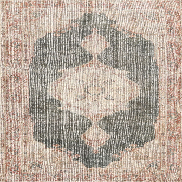 Square Traditional Dark Almond Brown Persian Rug, tr3750