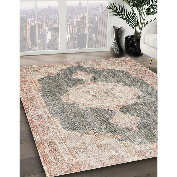 Traditional Dark Almond Brown Persian Rug in Family Room, tr3750