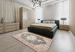 Traditional Dark Almond Brown Persian Rug in a Bedroom, tr3750