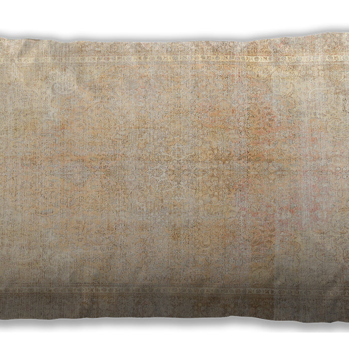 Traditional Classic Rectangular Deep Peach Orange Lumbar Throw Pillow, 13 inch by 19 inch, lbtr3752