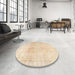 Round Traditional Deep Peach Orange Persian Rug in a Office, tr3752