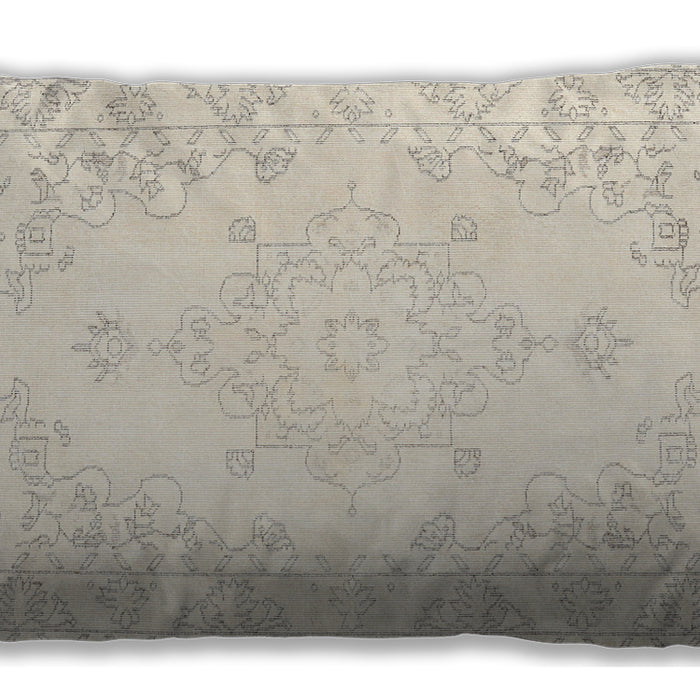 Traditional Classic Rectangular Blanched Almond Beige Lumbar Throw Pillow, 13 inch by 19 inch, lbtr3753