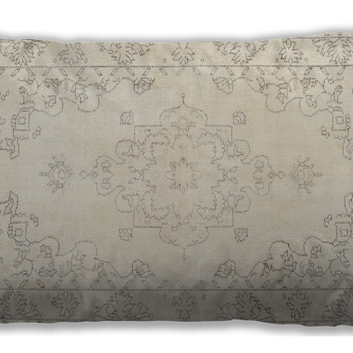 Traditional Classic Rectangular Blanched Almond Beige Lumbar Throw Pillow, 13 inch by 19 inch, lbtr3754