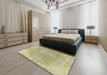 Traditional Copper Green Persian Rug in a Bedroom, tr3755