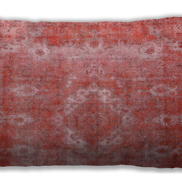Traditional Classic Rectangular Fire Red Lumbar Throw Pillow, 13 inch by 19 inch, lbtr3756