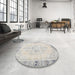 Round Traditional Dark Gray Persian Rug in a Office, tr3759