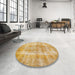 Round Traditional Orange Persian Rug in a Office, tr3760