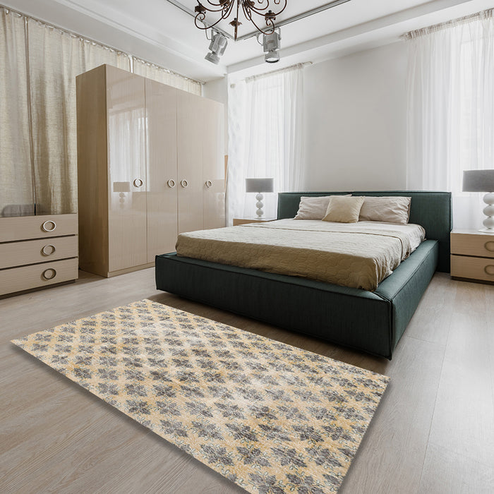 Traditional Brown Persian Rug in a Bedroom, tr3762