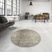 Round Traditional Khaki Green Persian Rug in a Office, tr3764