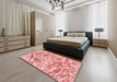 Machine Washable Traditional Red Rug in a Bedroom, wshtr3766